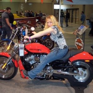 Me at the local car show, bugging my buddy who owns a harley dealership that he should give me this bike.