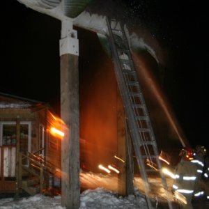 Fish fry: Sparks from a fireworks show on New Year's Eve resulted in the giant fiber glass salmon catching on fire, Dec. 31 2008. Sarah Palin later in