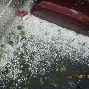 the hail in the bed of the truck