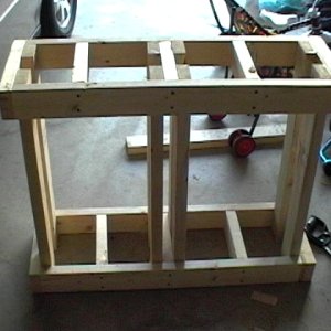 Framework for a 40x30x14 DIY stand with shelves