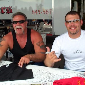 signing autographs at Sturgis (thats my shirt)