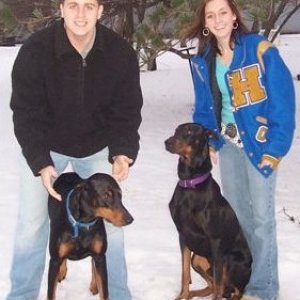 My sister and two dobermans...great dogs