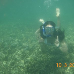 My Fiancee snorkeling in Palawan, near El Nido