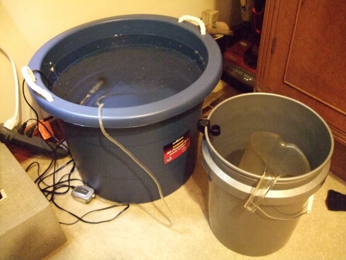 20 gal tub & 5 gal bucket from Lowes. Good for emergency holding tank and water conditioning prior to WC's.