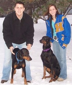 My sister and two dobermans...great dogs